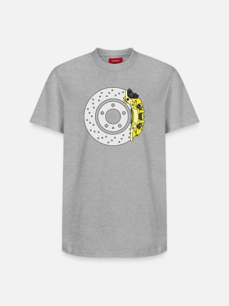 Yellow Rear Brake disc - Relaxed Unisex Supima Cotton T-Shirt – by SPREAD - heather grey