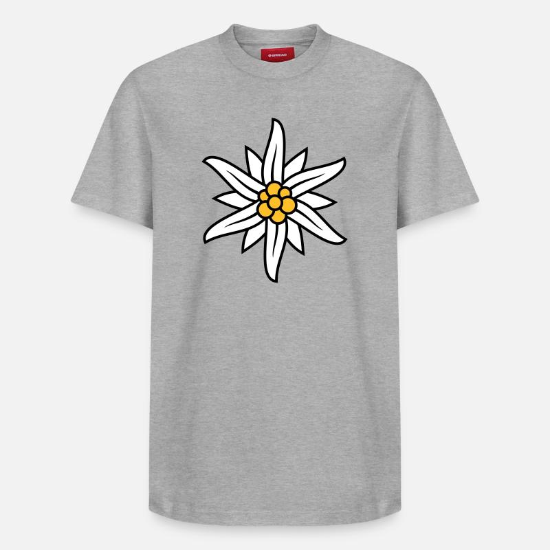 Edelweiss Bergblume Logo - Relaxed Unisex Supima Cotton T-Shirt – von SPREAD - Grau meliert