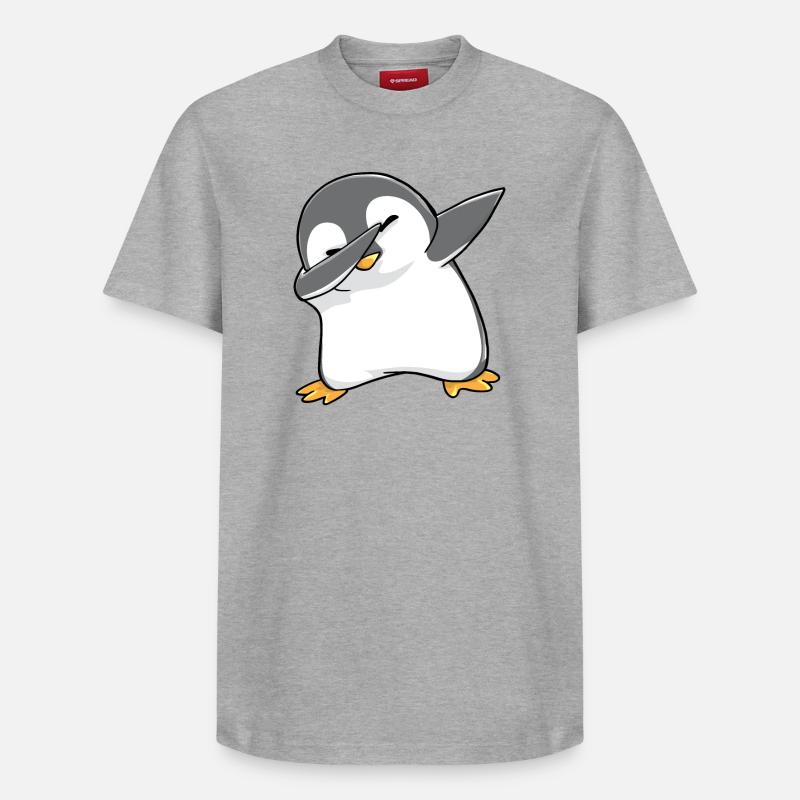Pingouin Dabbing Kawaii doux - T-shirt unisexe décontracté en coton Supima – de SPREAD - gris chiné