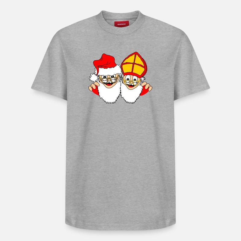 Sinterklaas et le Père Noël - T-shirt unisexe décontracté en coton Supima – de SPREAD - gris chiné