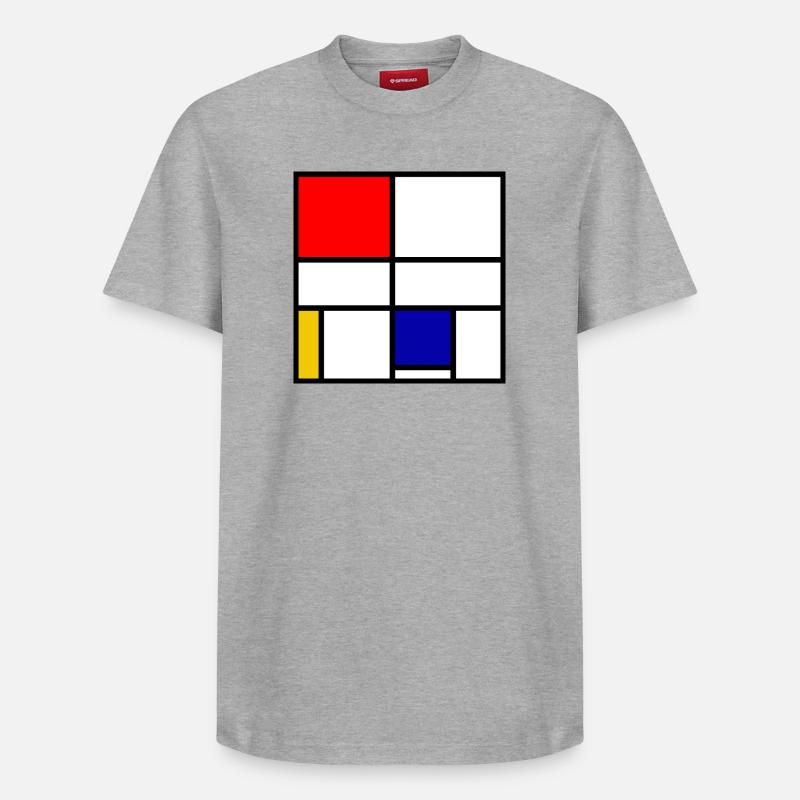Mondrian 3 - T-shirt unisexe décontracté en coton Supima – de SPREAD - gris chiné