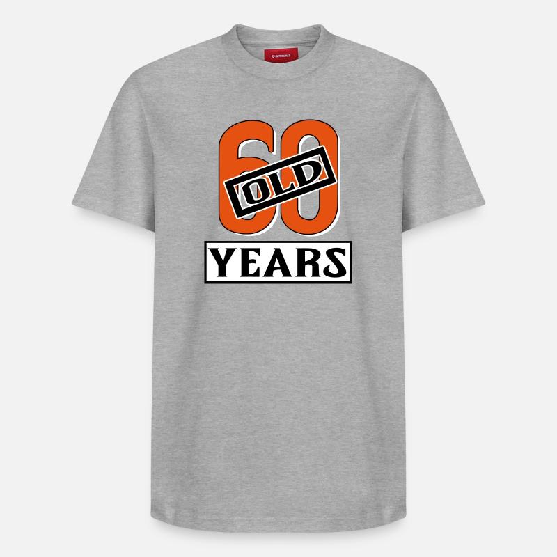 60 years old present sixty - Relaxed Unisex Supima Cotton T-Shirt – von SPREAD - Grau meliert