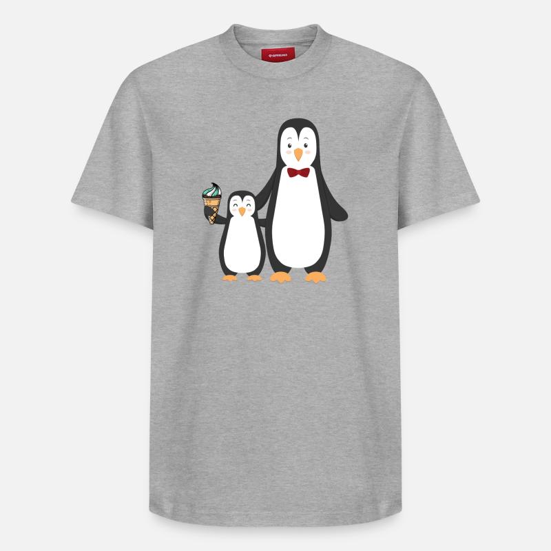 Pinguin Pinguine mit Eis - Relaxed Unisex Supima Cotton T-Shirt – von SPREAD - Grau meliert