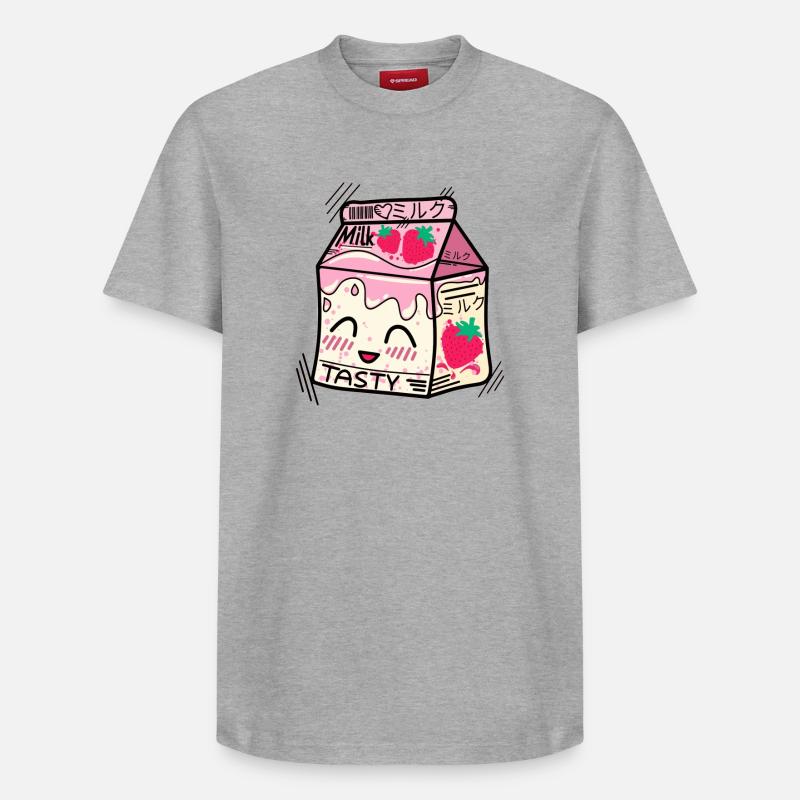 Kawaii Erdbeermilch - Relaxed Unisex Supima Cotton T-Shirt – von SPREAD - Grau meliert