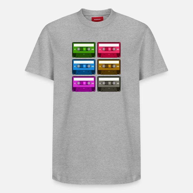 Cassettes - T-shirt unisexe décontracté en coton Supima – de SPREAD - gris chiné