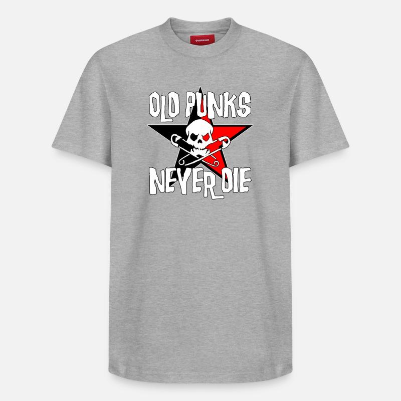 Old Punks Never Die - Relaxed Unisex Supima Cotton T-Shirt – von SPREAD - Grau meliert
