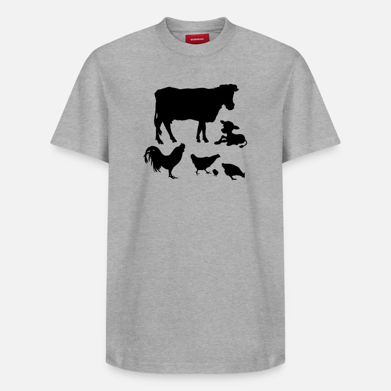 Vache veau poulets coq poussins - T-shirt unisexe décontracté en coton Supima – de SPREAD - gris chiné