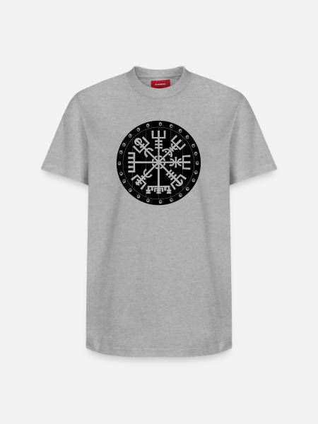 Vegvisir Viking compas in Vikng shield - Relaxed Unisex Supima Cotton T-Shirt – by SPREAD - heather grey