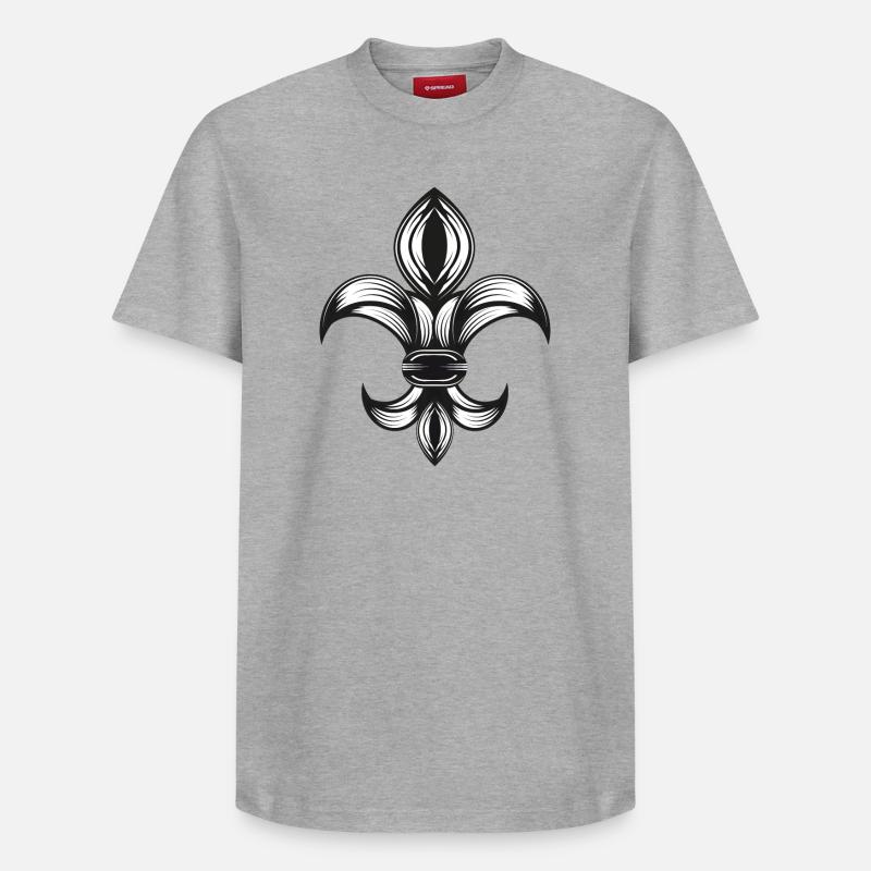 stylized iris - Fleur-de-Lys - Relaxed Unisex Supima Cotton T-Shirt – by SPREAD - heather grey