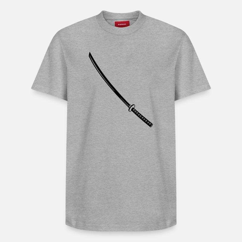 Katana sabre japonais - T-shirt unisexe décontracté en coton Supima – de SPREAD - gris chiné