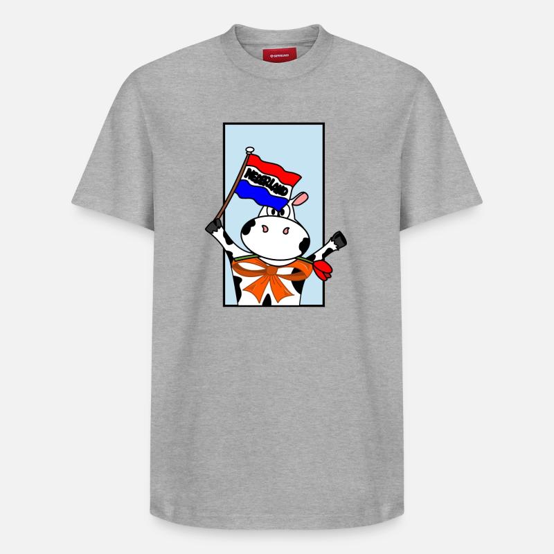 Vache avec drapeau néerlandais - T-shirt unisexe décontracté en coton Supima – de SPREAD - gris chiné
