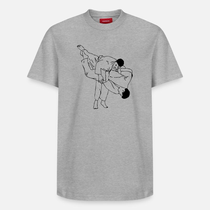Lancer de judo masculin - T-shirt unisexe décontracté en coton Supima – de SPREAD - gris chiné