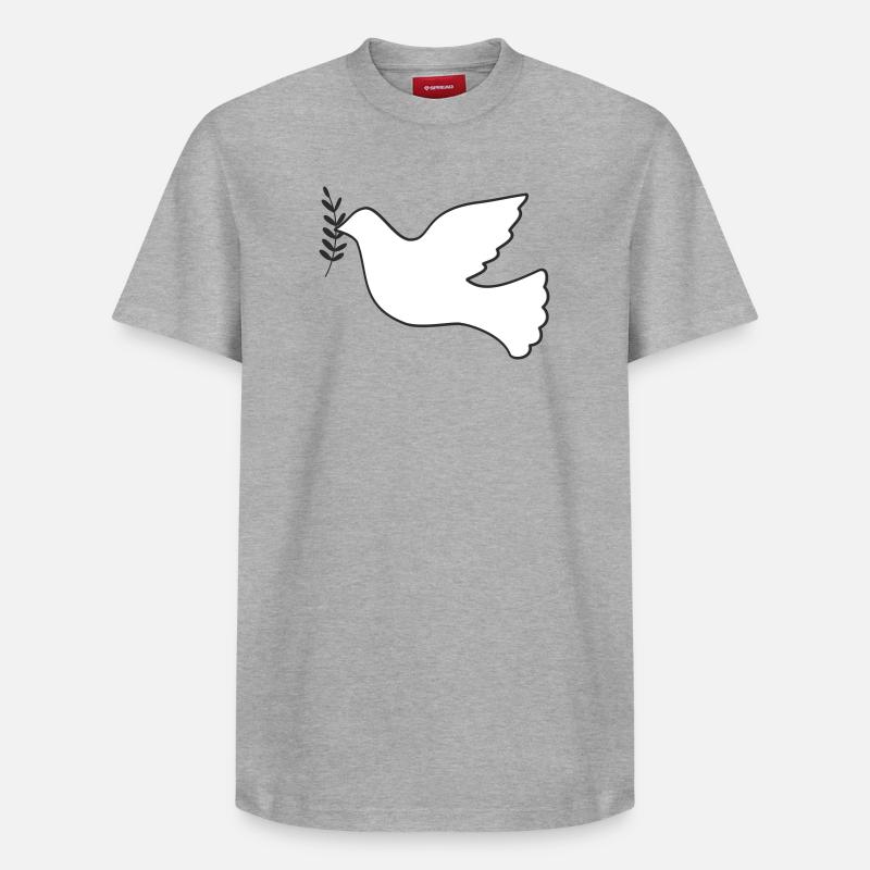 Friedenstaube mit Zweig - Relaxed Unisex Supima Cotton T-Shirt – von SPREAD - Grau meliert