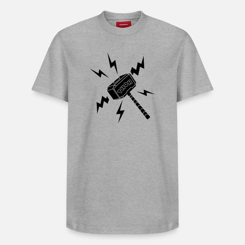 Thor-Hammer mit Text THOR - Relaxed Unisex Supima Cotton T-Shirt – von SPREAD - Grau meliert
