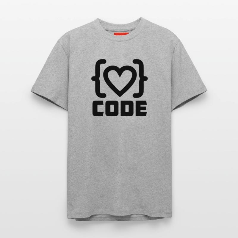 Heart programmer code logo with text CODE Relaxed Unisex Supima Cotton T-Shirt – by SPREAD