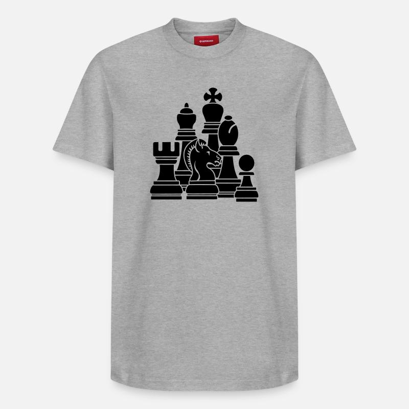 Pièces d’échecs - T-shirt unisexe décontracté en coton Supima – de SPREAD - gris chiné