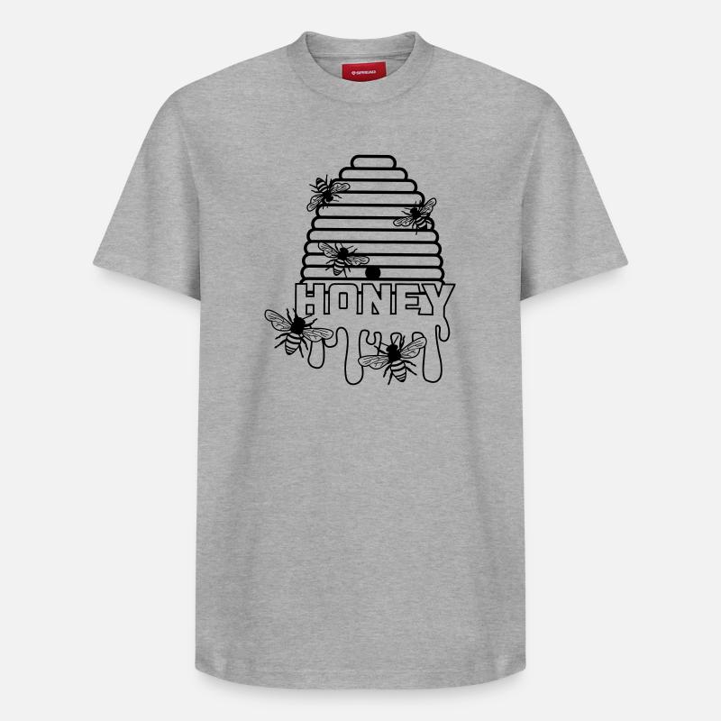 Ruche de miel d’abeille - T-shirt unisexe décontracté en coton Supima – de SPREAD - gris chiné