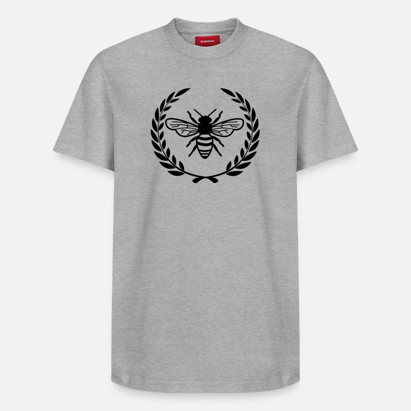 Abeille en couronne de laurier - T-shirt unisexe décontracté en coton Supima – de SPREAD - gris chiné