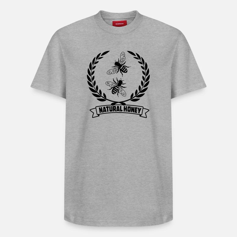 Abeilles en couronne de laurier - T-shirt unisexe décontracté en coton Supima – de SPREAD - gris chiné