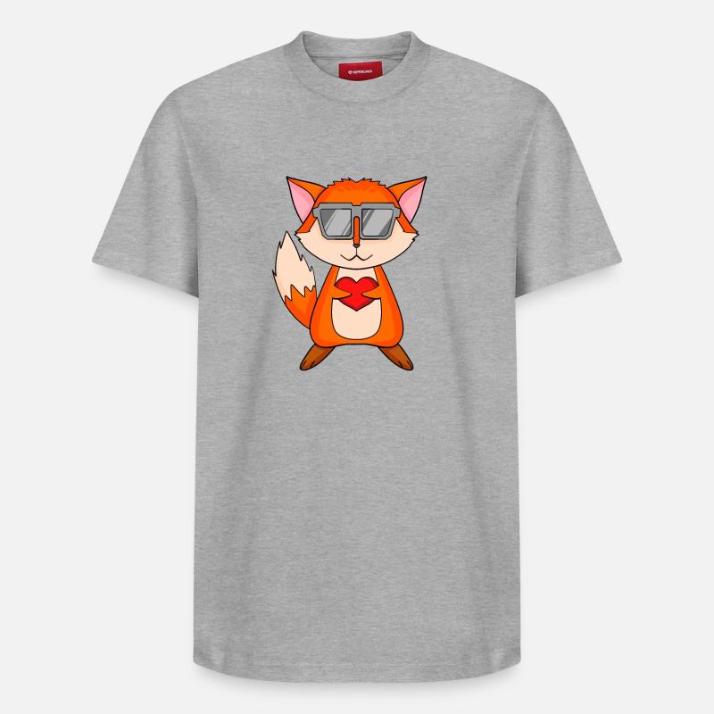 Fuchs mit Sonnenbrille und Herz - Relaxed Unisex Supima Cotton T-Shirt – von SPREAD - Grau meliert