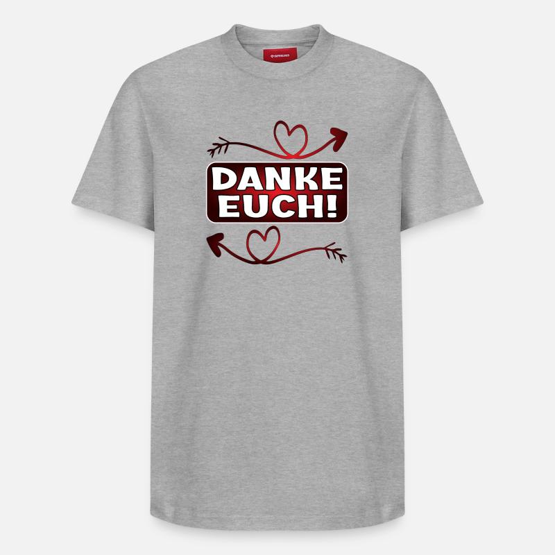 Dankeschön Geschenke - DANKE EUCH SPRÜCHE - Relaxed Unisex Supima Cotton T-Shirt – von SPREAD - Grau meliert