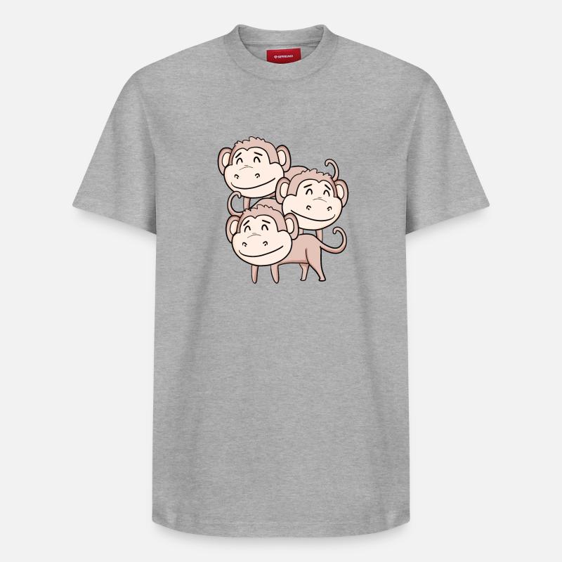 Singes mignons - Singe - T-shirt unisexe décontracté en coton Supima – de SPREAD - gris chiné