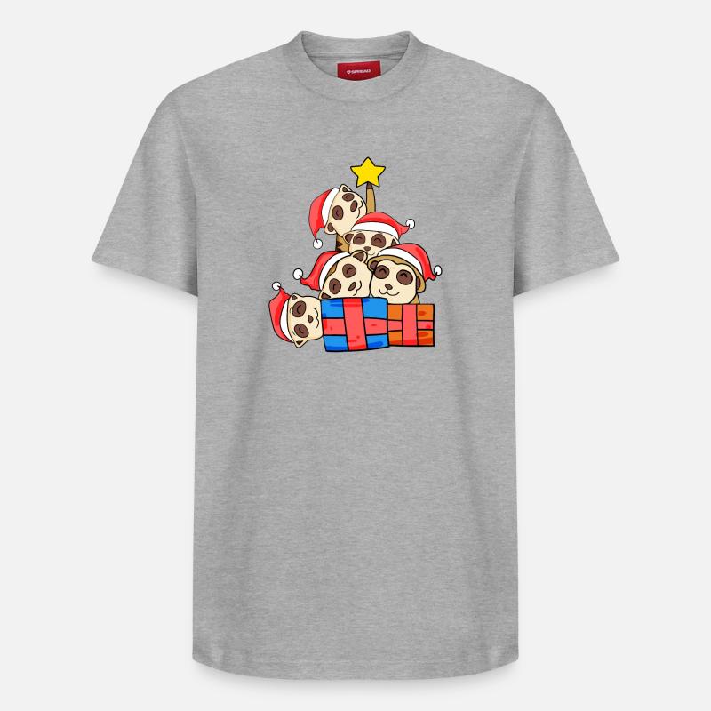 Suricate de l’arbre de Noël - T-shirt unisexe décontracté en coton Supima – de SPREAD - gris chiné