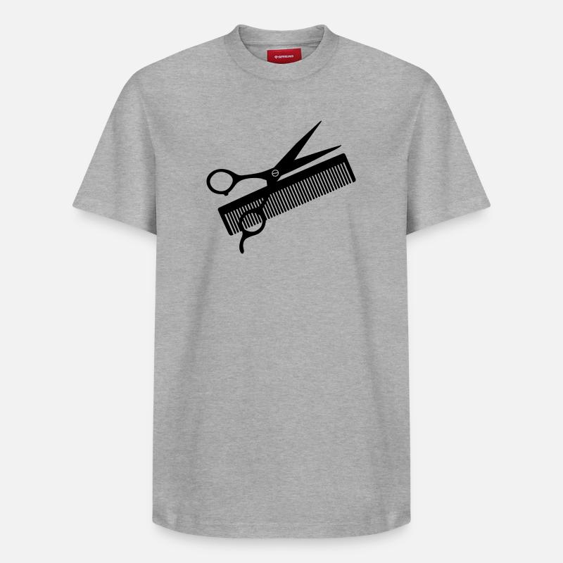 Logo coiffeur - T-shirt unisexe décontracté en coton Supima – de SPREAD - gris chiné