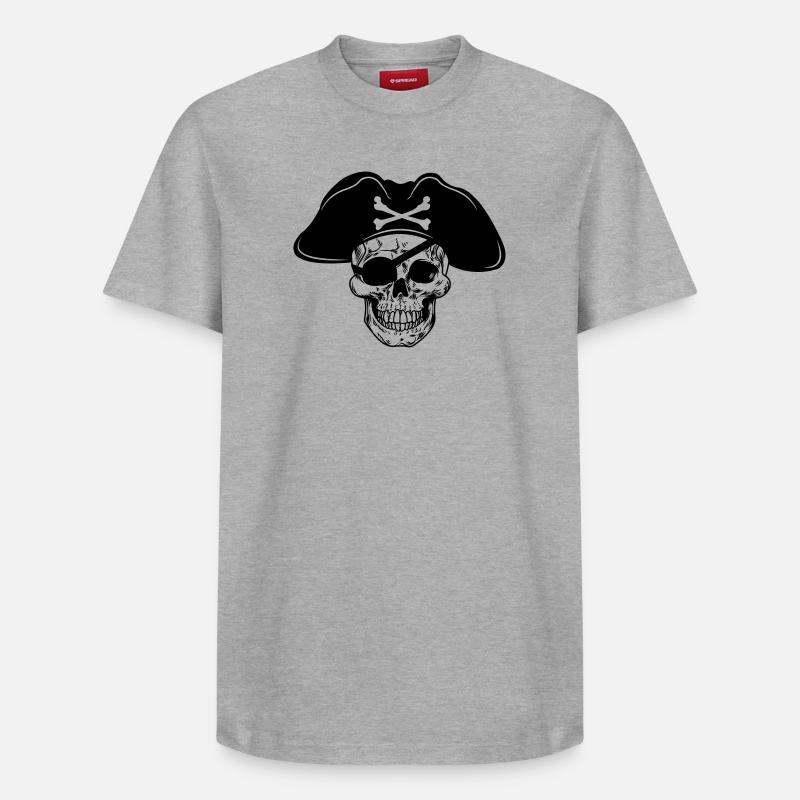 Chapeau de pirate crâne et cache-œil - T-shirt unisexe décontracté en coton Supima – de SPREAD - gris chiné