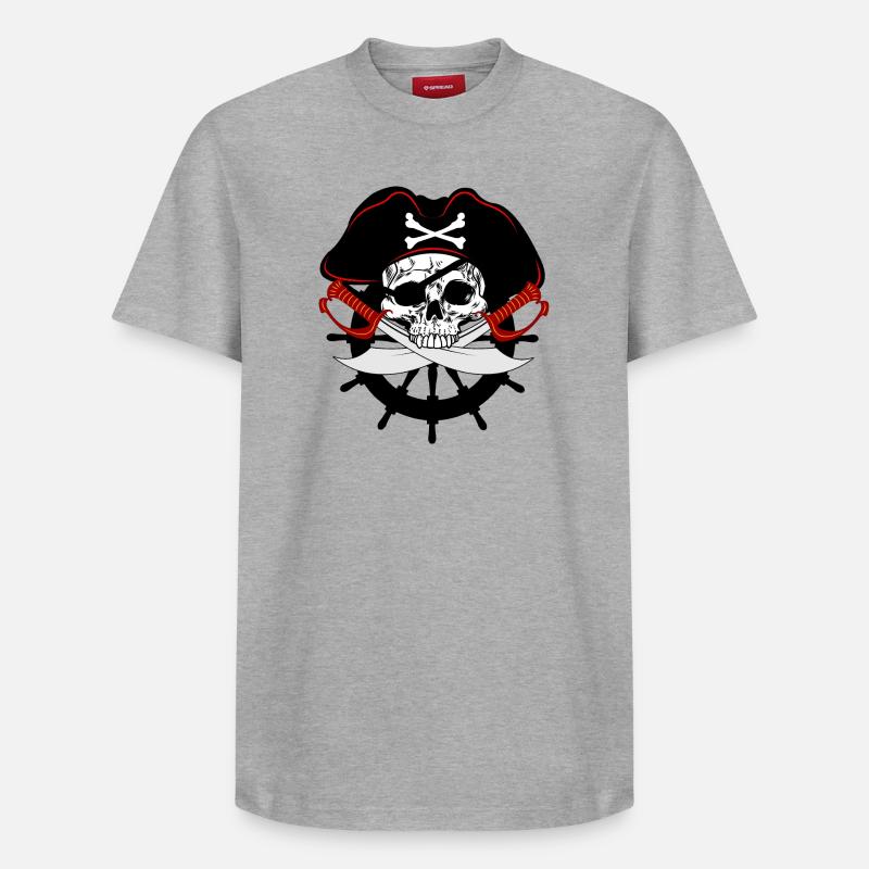 Crâne de pirate - T-shirt unisexe décontracté en coton Supima – de SPREAD - gris chiné