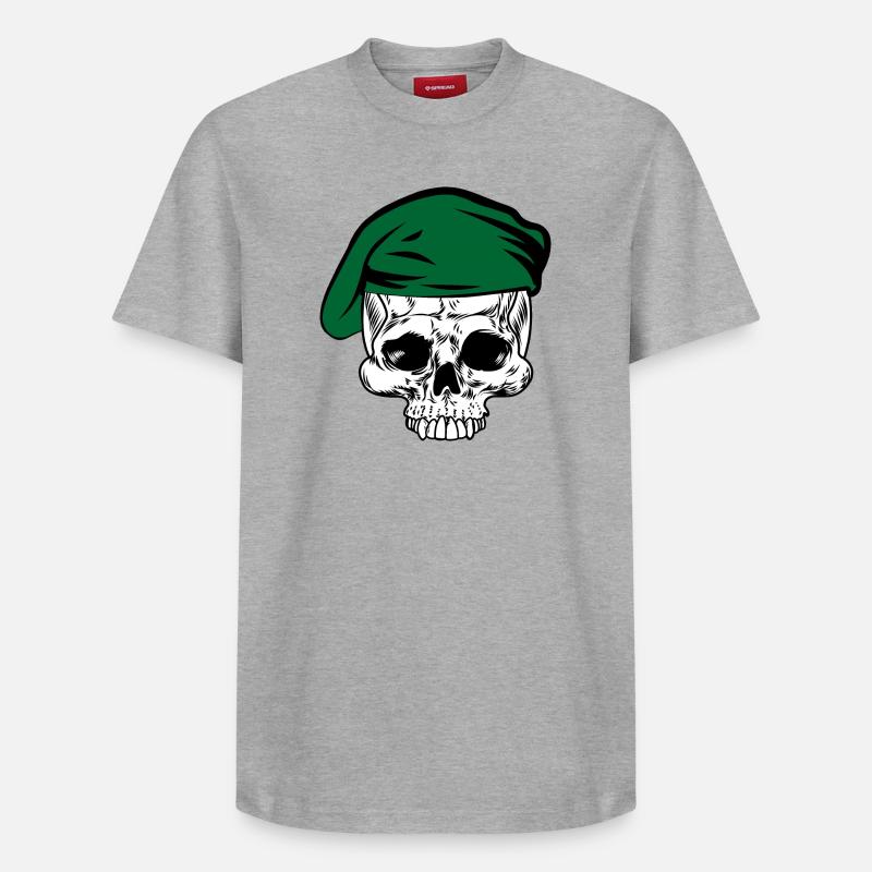 Béret vert squelette - T-shirt unisexe décontracté en coton Supima – de SPREAD - gris chiné