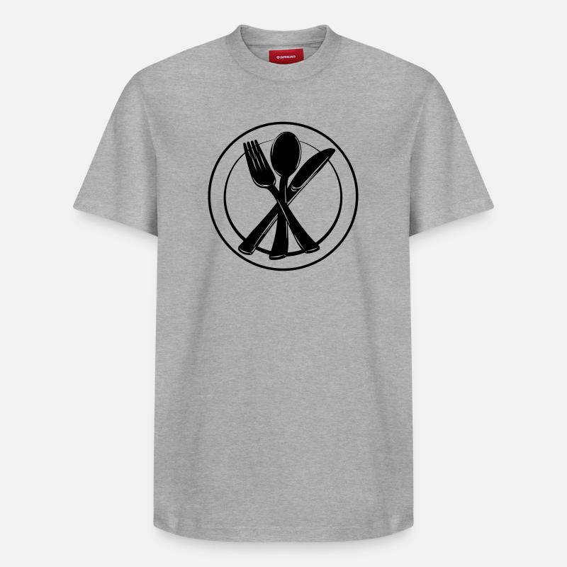 Messer, Gabel und Löffel auf Teller - Relaxed Unisex Supima Cotton T-Shirt – von SPREAD - Grau meliert