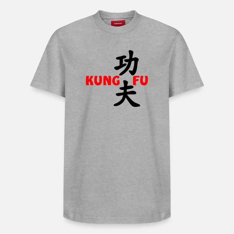 Texte rouge Kung fu - T-shirt unisexe décontracté en coton Supima – de SPREAD - gris chiné