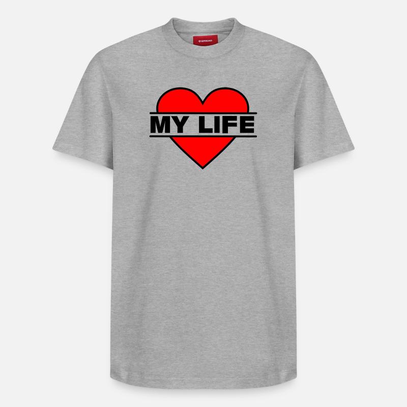 Coeur J’aime ma vie - T-shirt unisexe décontracté en coton Supima – de SPREAD - gris chiné