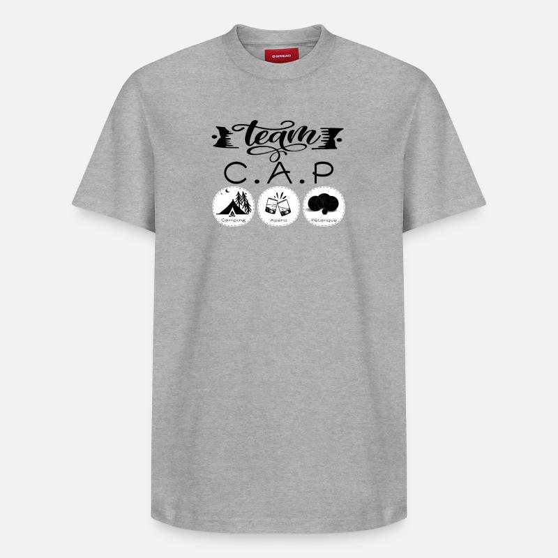 Team CAP Camping Aperitif Petanque - Relaxed Unisex Supima Cotton T-Shirt – von SPREAD - Grau meliert