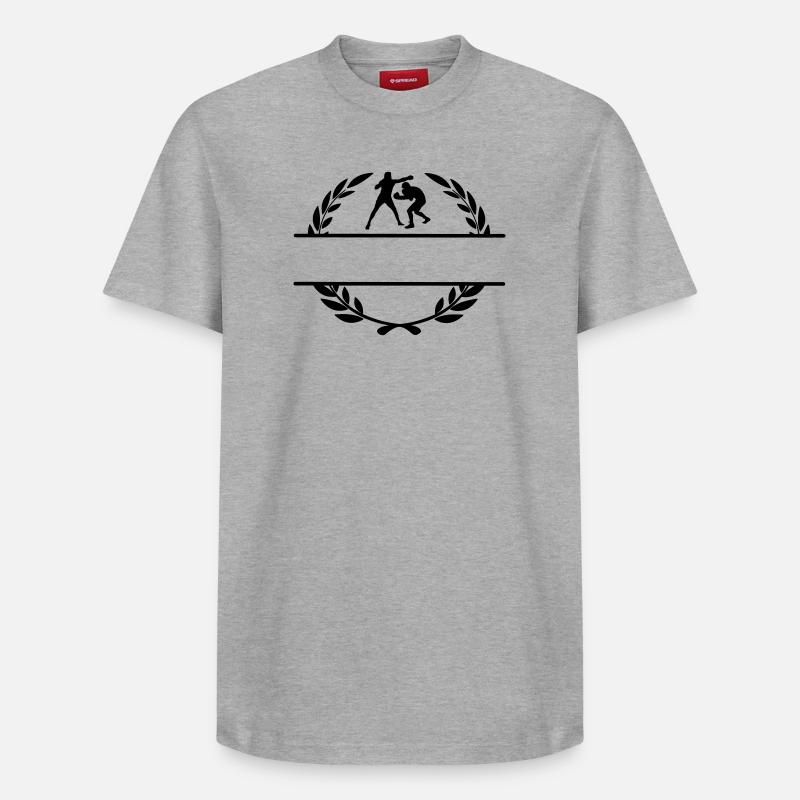 Boxer im Kampf im Lorbeerkranz - Relaxed Unisex Supima Cotton T-Shirt – von SPREAD - Grau meliert