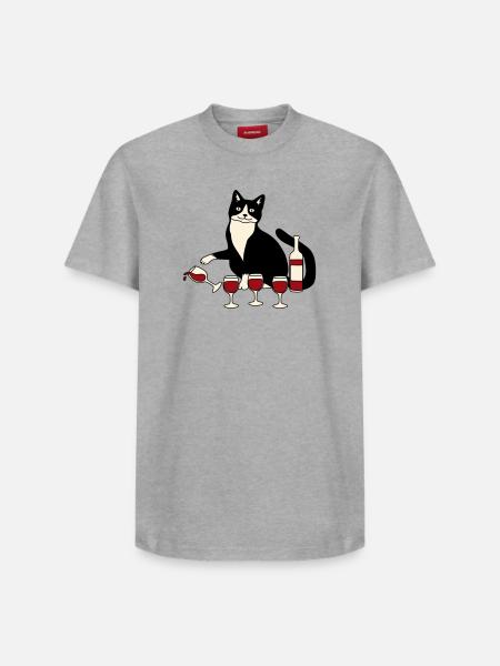 Verre à vin pour chat - T-shirt unisexe décontracté en coton Supima – de SPREAD - gris chiné