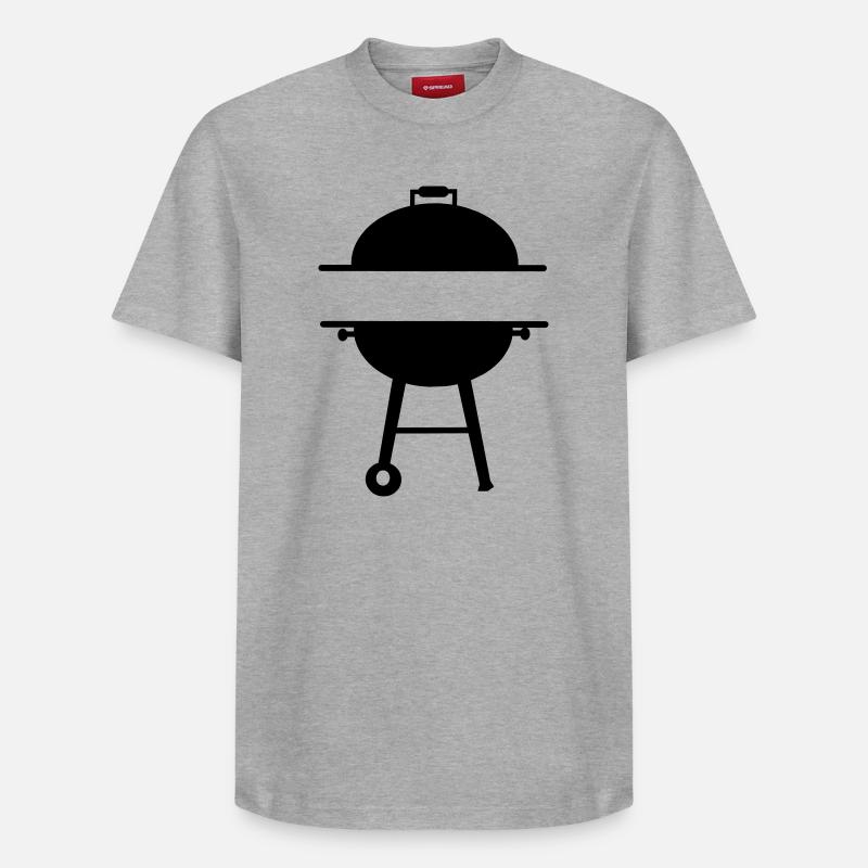 BBQ-Monogramm-Emblem - Relaxed Unisex Supima Cotton T-Shirt – von SPREAD - Grau meliert