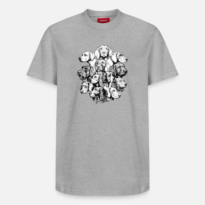 Wimmelbild Vorstehhunde - Relaxed Unisex Supima Cotton T-Shirt – von SPREAD - Grau meliert