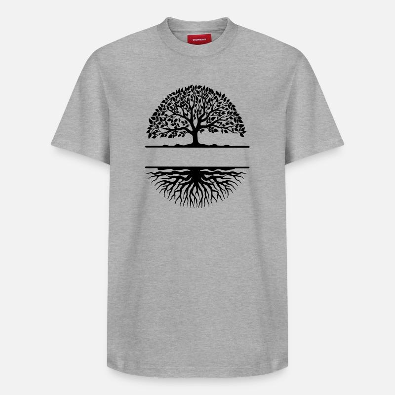 Bannière arbre à racines - T-shirt unisexe décontracté en coton Supima – de SPREAD - gris chiné