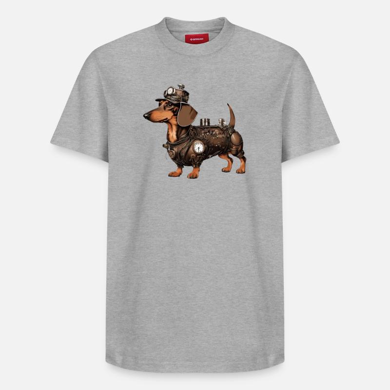 Le teckel Steampunk | Teckel - T-shirt unisexe décontracté en coton Supima – de SPREAD - gris chiné