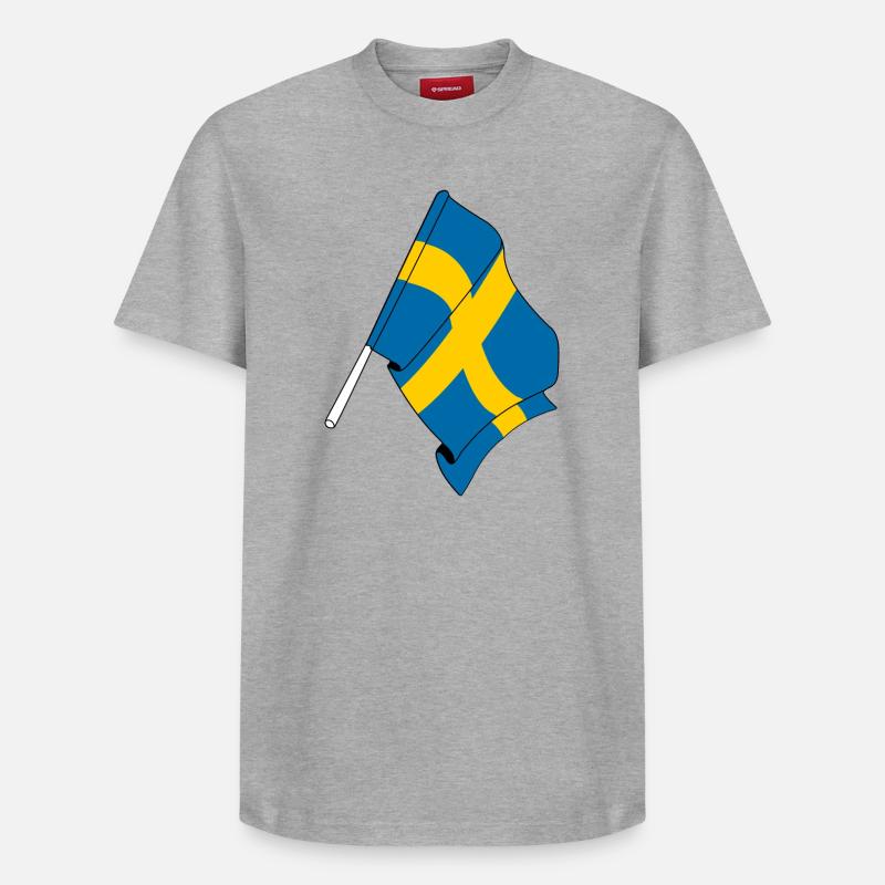 Pavillon: Suède - T-shirt unisexe décontracté en coton Supima – de SPREAD - gris chiné