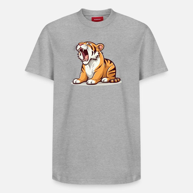 Tigre fatigué - T-shirt unisexe décontracté en coton Supima – de SPREAD - gris chiné