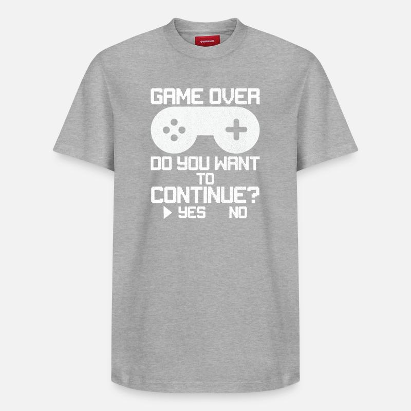 Game Over Voulez-vous continuer - T-shirt unisexe décontracté en coton Supima – de SPREAD - gris chiné