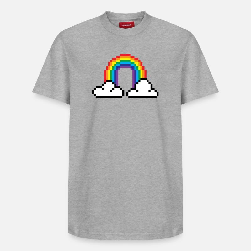 Pixel Regenbogen - Relaxed Unisex Supima Cotton T-Shirt – von SPREAD - Grau meliert