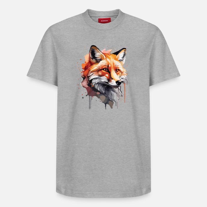 Renard mignon - T-shirt unisexe décontracté en coton Supima – de SPREAD - gris chiné
