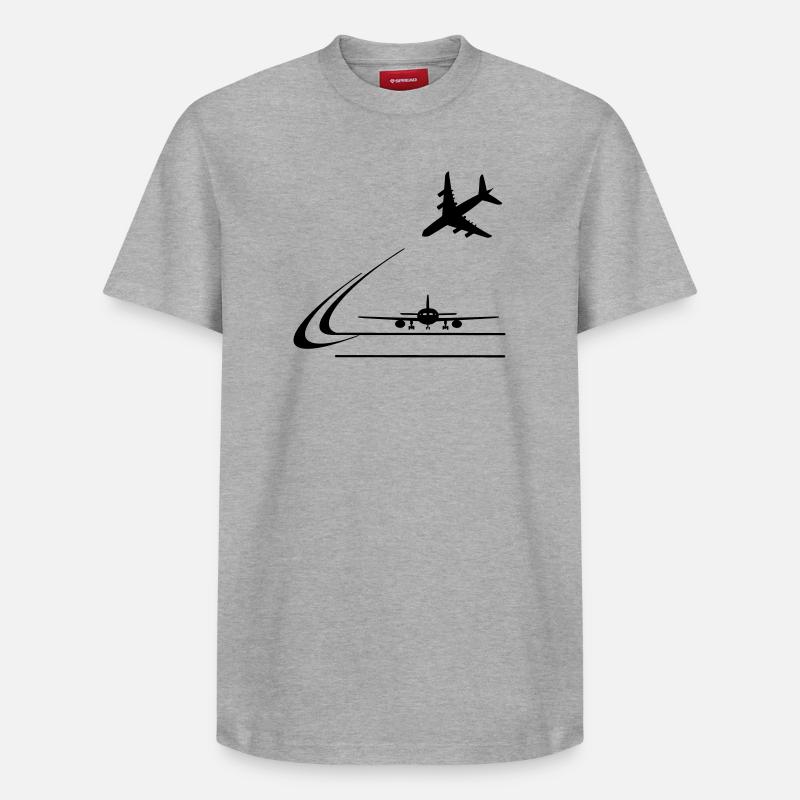 Atterrissage d’aéronefs - T-shirt unisexe décontracté en coton Supima – de SPREAD - gris chiné