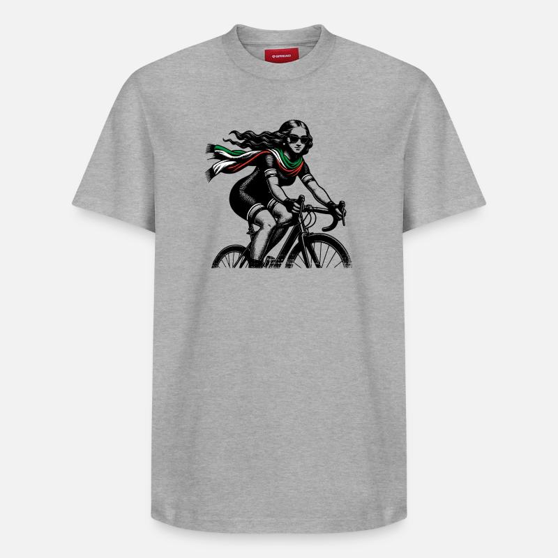 Mona Lisa à vélo - T-shirt unisexe décontracté en coton Supima – de SPREAD - gris chiné