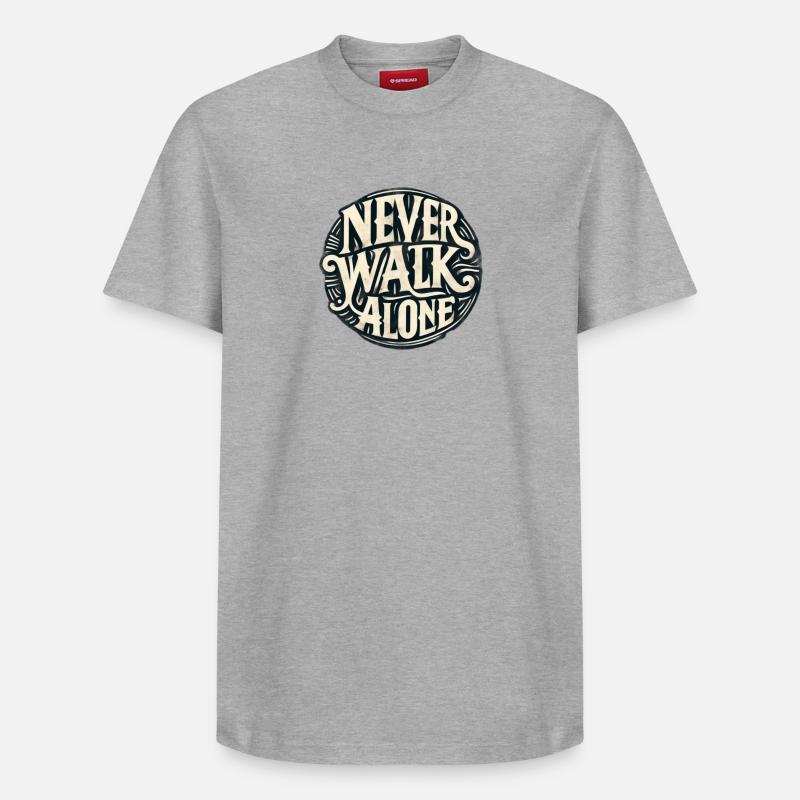 Ne marchez jamais seul - T-shirt unisexe décontracté en coton Supima – de SPREAD - gris chiné