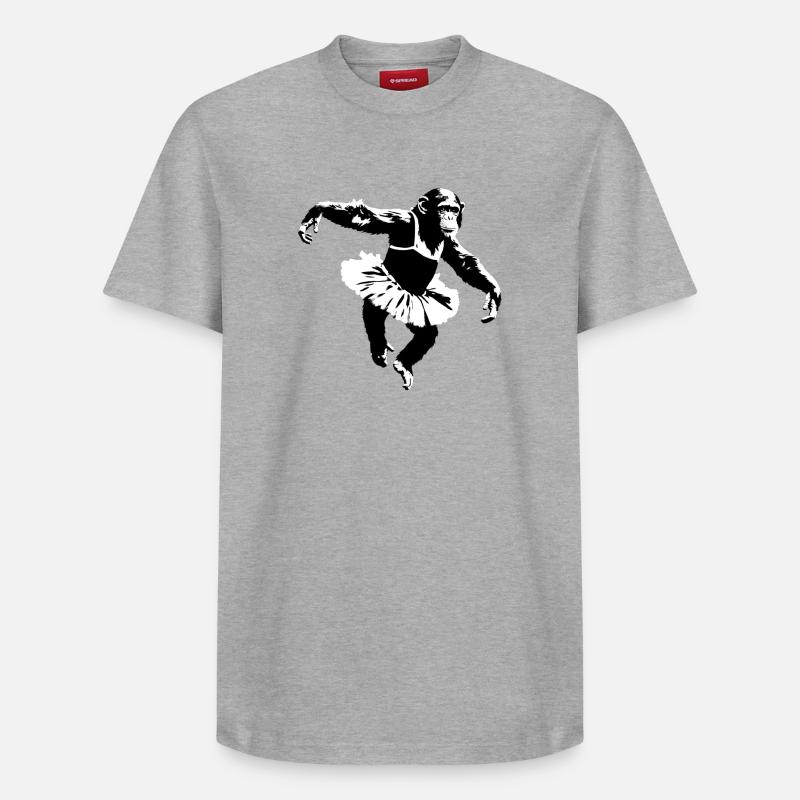 Chimpanzé dansant - T-shirt unisexe décontracté en coton Supima – de SPREAD - gris chiné